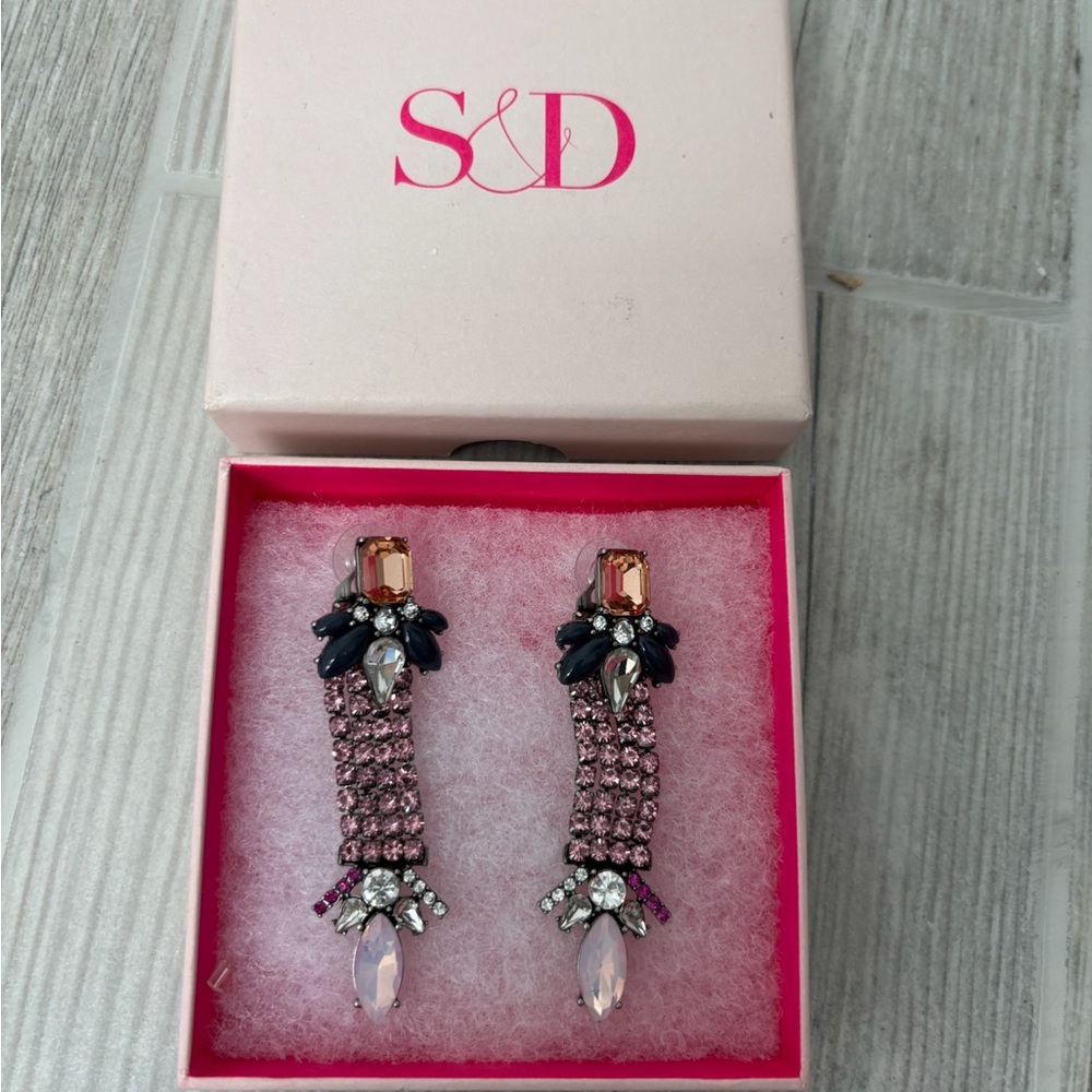 Stella & Dot Convertible Pink and Silver Dangle Earrings - Brand New in Box